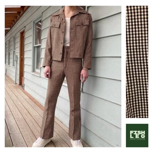 Silton Other - Vintage | 70s Checked Suit - Brown / Jacket = Sz 40, Pants = Sz 32W